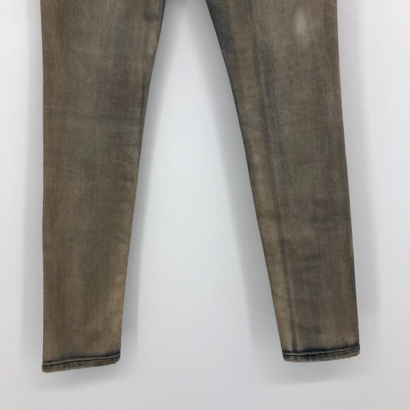 IRO Tan Distressed Mid-Rose Skinny Jeans in faded Blue  and brown mix size 25 - Picture 6 of 16